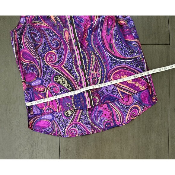Trina Turk Purple and Pink Paisley Button Down Shirt - Picture 5 of 7